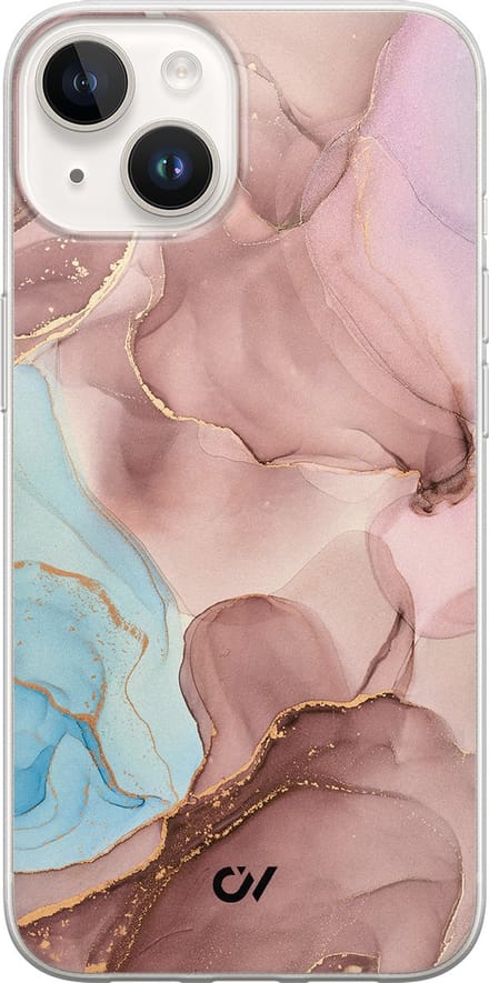 Hoesje geschikt voor Apple iPhone 14 - Marble Clouds - - Roze - Apple - Casevibes