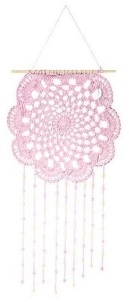 Riverdale - dromenvanger - Flower wandhanger - raamhanger- roze - macrame - L70 cm.