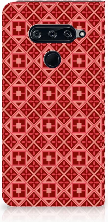 LG V40 Thinq Hoesje met Magneet Batik Rood
