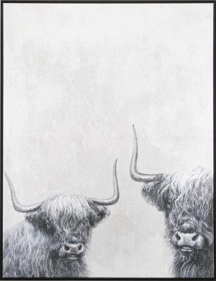 Art for the Home - Canvas Geschilderde details - Schotse Hooglanders - 80x60 cm