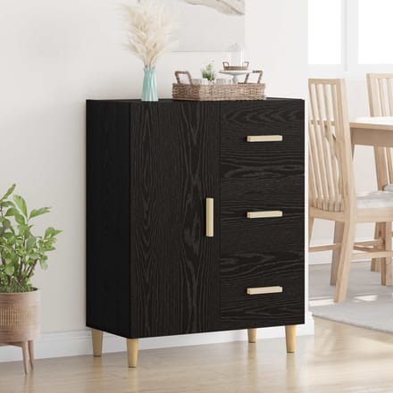 vidaXL - Dressoir - Zwart - eiken - 34 - x - 69,5 - x - 90 - cm - Bewerkt - hout
