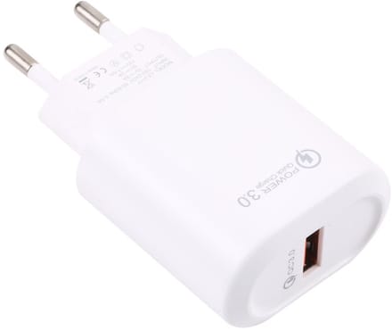18W USB Snellader - QC 3.0 - Universeel voor Smartphone en Tablet- adapter oplader - wit