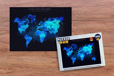 Puzzel Wereldkaart - Verf - Zonsondergang - Legpuzzel - Puzzel 500 stukjes