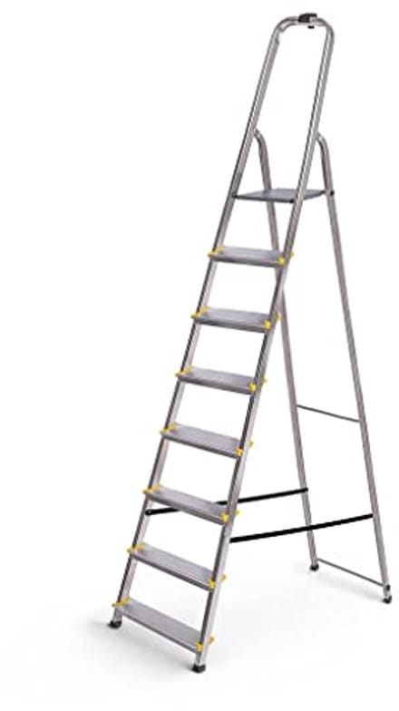 Opvouwbare aluminium trapladder - 8 treden - platformhoogte 162 cm - maximale belasting 150 kg