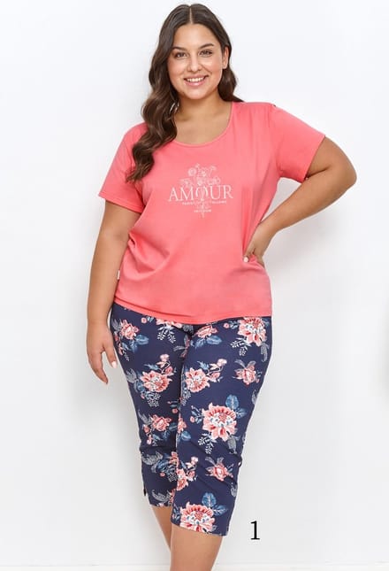 Taro Short Pyjama - met 3/4 broek - Joyce - 100% Katoen. Maat XXL.