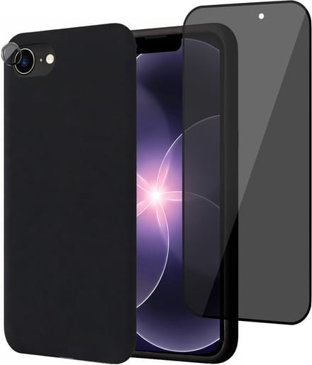 Hoesje geschikt voor iPhone 17e - Privacy Screenprotector Volledig Dekkend Glas & Camera Protector - Mat Back Case Zwart