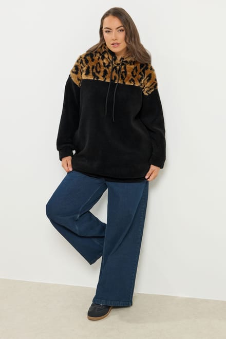Yours Zwarte Animal Block Hoodie Size 46