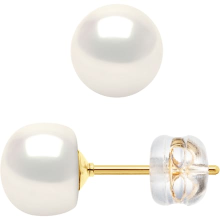 Oorbellen Studs Gekweekte parels 6-7mm White Natural Yellow Gold Captive