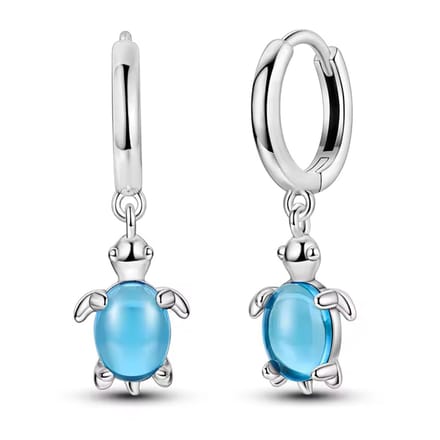 Oorbellen schildpad - blauw - meisje - tiener-