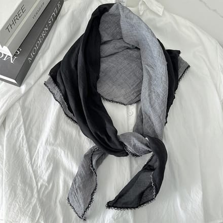 Diamantvormige sjaal van tweekleurig katoen en linnen voor dames, veelzijdige lange sjaal, elegante sjaal 80*140cm zwarte grijze kleur