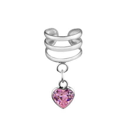 Zilveren ear cuff - hartje hanger - WeLoveSilver - 37x26x3 mm