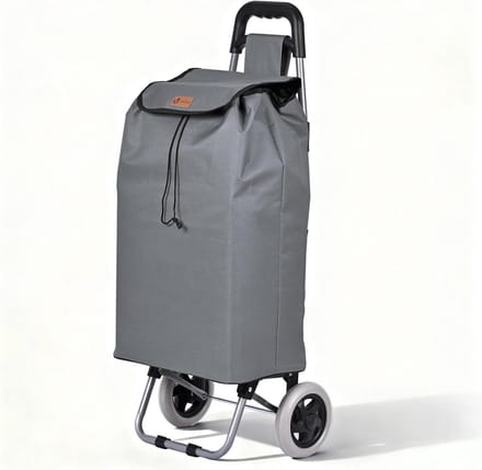 Inklapbare Boodschappentrolley 59L Grijs met 2 Wielen en Afneembare Tas