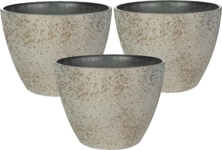 Ter Steege Bloempot/plantenpot - 3x - buiten - beige/goud - D13/H12 cm