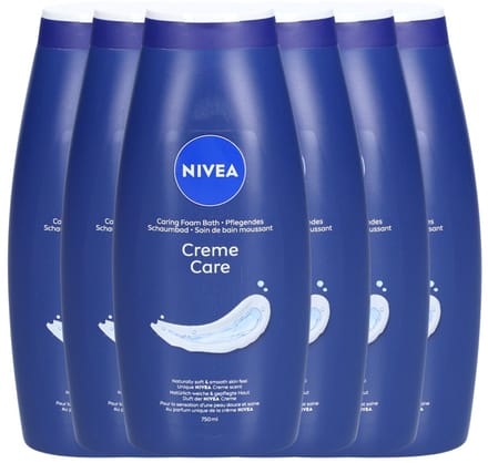 6x Nivea Bath 750ml Cream Care douche crème