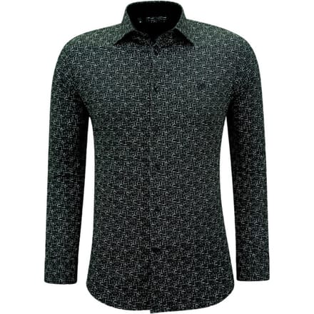Casual Overhemden Lange Mouw Heren met Print - 3143 - Zwart