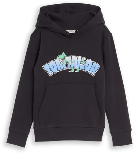 Tom Tailor - Hoodie met logo-opdruk - Maat 92/98 - coal grey