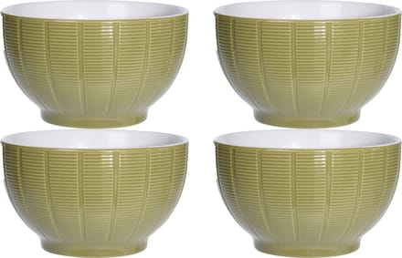 Excellent Houseware Soepkommen/serveer schaaltjes - 4x - Venice - keramiek - D14 x H8 cm - groen