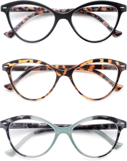 Set van 3 Dames Leesbrillen - Comfortabel Cateye Model - Scherpe Zicht Ondersteuning