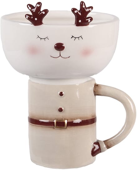 Clayre & Eef Mok Hert 250 ml / 250 ml Beige Keramiek Hert