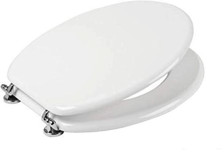Houten WC-bril met polyester coating en chroom scharnieren