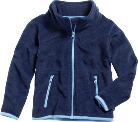 Playshoes kinderfleecejas met contrasterende kleuren, marineblauw