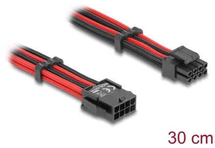 Delock Aansluitkabel Serieel [1x EPS-stroomstekker 8-polig - 1x EPS-stroombus 8-polig] 0.3 m Zwart, Rood
