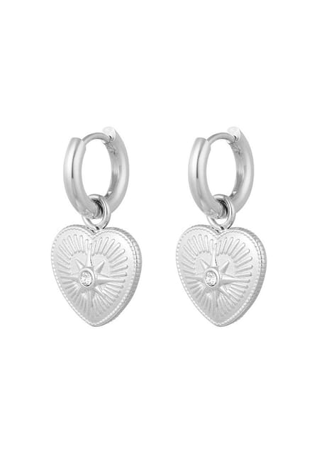 Bijoutheek Oorhangers Hart Witte Steen Zilver