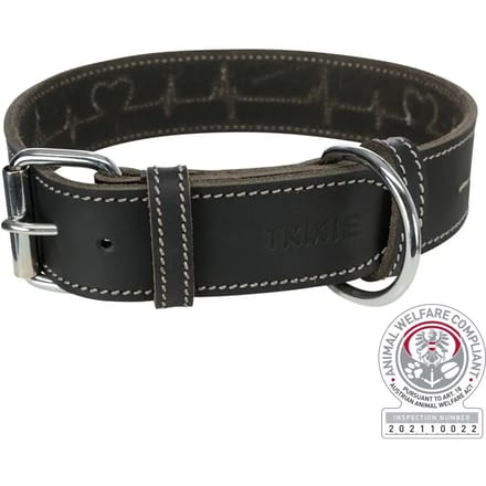 Halsband in gewaxt en distressed lederen hartslag Trixie