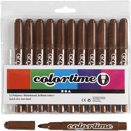 Colortime stiften, lijndikte 5 mm, bruin, 12stuk/ 1 doos