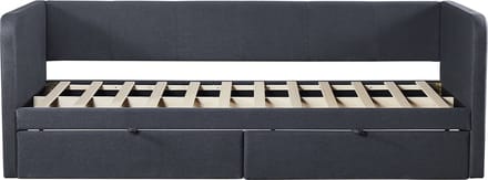 Interiax Liam Bed - Grijs Stof - 90x200cm - 2 schuiven