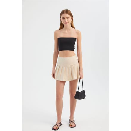 Hoge Taille Geplissé Mini Rok