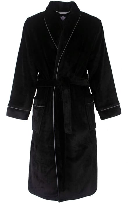 Paul Hopkins Heren Badjas - Fleece - Zwart - Maat L