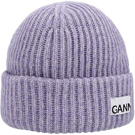 Ganni A6439 233 Logo Patch Gestructureerde Beanie A6439 233 gray