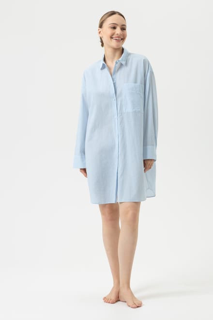 Sleep shirt Serie Cotton Stripes Powder Blue