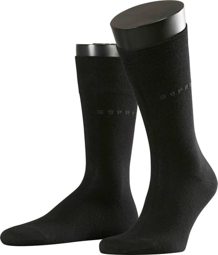 Esprit Basic Easy 2-Pack drukvrije comfort tailleband katoen multipack sokken heren zwart - maat 47-50