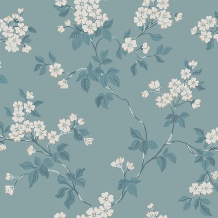 Duro Vliesbehang 679-03 - Blommor & Blad - Botanisch Blauw - 53cm x 10.05m