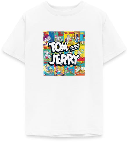 Tom And Jerry Logo Met Vintage Cover Collage T-Shirt Tiener