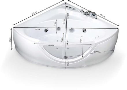 SPALINA - Whirlpool bad - Tasmanie white Jets, 135 x135 x54 cm, Wit