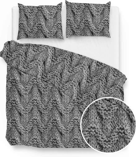 Zo! Home Huck Dekbedovertrek - Flanel - Tweepersoons - 200x200/220 cm - Dark Grey