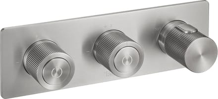 Ben Engraved Line thermostaat afbouwdeel met omstelrichting RVS-look