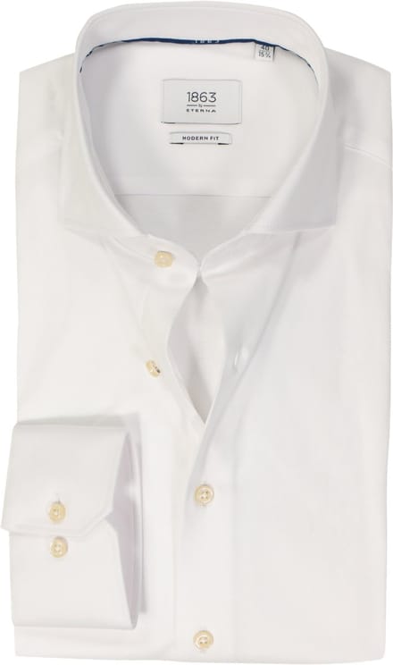 ETERNA modern fit overhemd - jersey heren overhemd - wit - Strijkvriendelijk - Boordmaat: 48