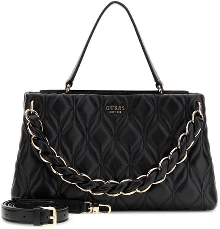 GUESS schoudertas handtas Maxine 2 Comp. Satchel Black zwart