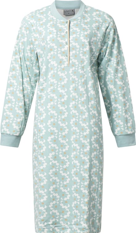 Lunatex - warm dames nachthemd 224186 - aangeruwd interlock - groen - maat M