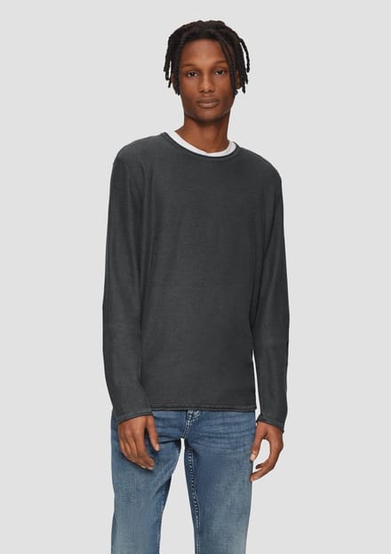 Pullover in gewassen brei met gerolde zoom QS