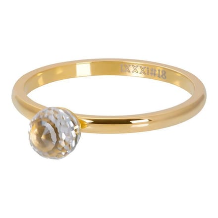 iXXXi Ring Crystal Glass Ball Goudkleurig - Maat 19