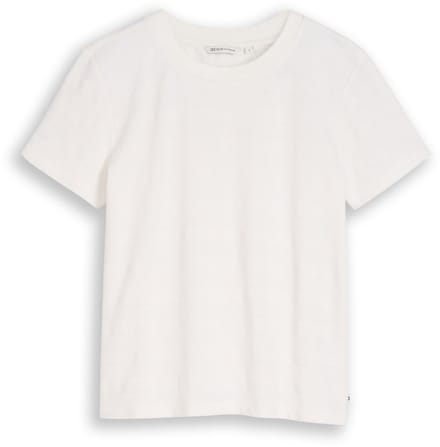 Tom Tailor Denim - Jacquard T-shirt met ronde hals - Maat S - off white