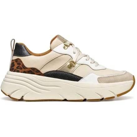 GEOX DIAMANTA DAMES Sneakers - BEIGE/BRUIN - Maat 38