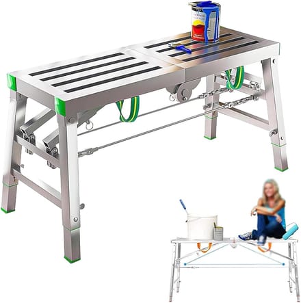 Vouwsteigers Staal - Werkplatform Trapladder - Hoge Klussen Buiten - Verstelbare Hoogte 800lbs - Draagbaar Compact