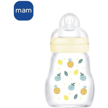MAM Biberon Verre Nature - 170ml - Lin - Tétine Débit 1