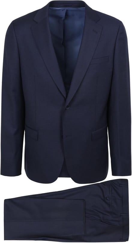 Suitable Kostuum Birds Eye Wol Donkerblauw - Maat 48 - Heren
